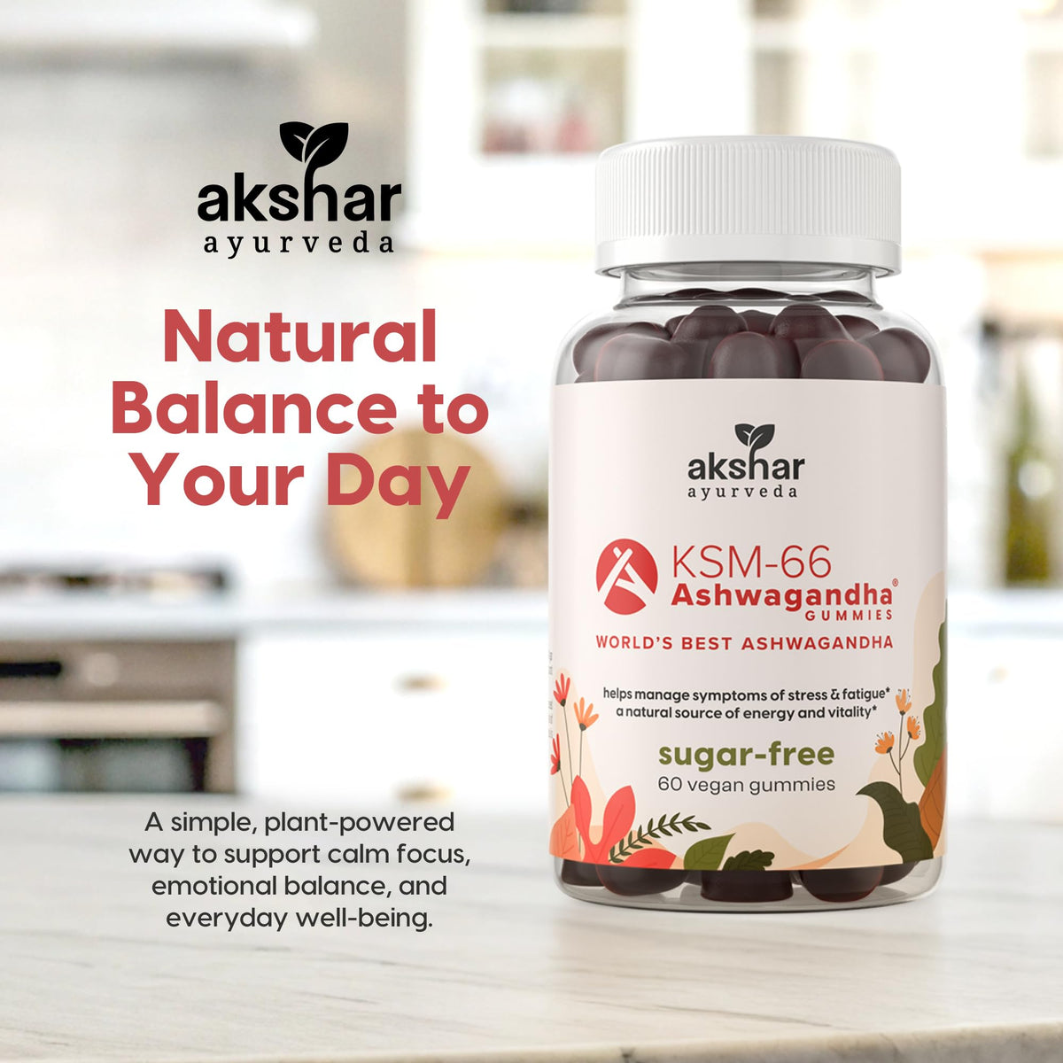 Gummies Ashwagandha KSM-66 AKSHAR dans un sac