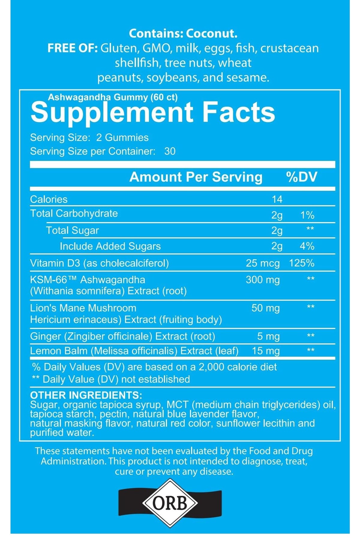 Gummies Ashwagandha KSM-66 et Lion's Mane dans une main