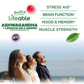 Gummies Ashwagandha Lifeable à la saveur de fraise, en gros plan