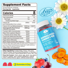 Gummies Ashwagandha LILICARE 2000mg vue arrière avec ingrédients