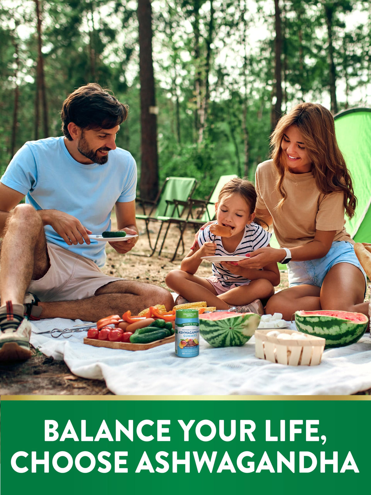 Gummies Ashwagandha Nature's Truth sur une surface en bois