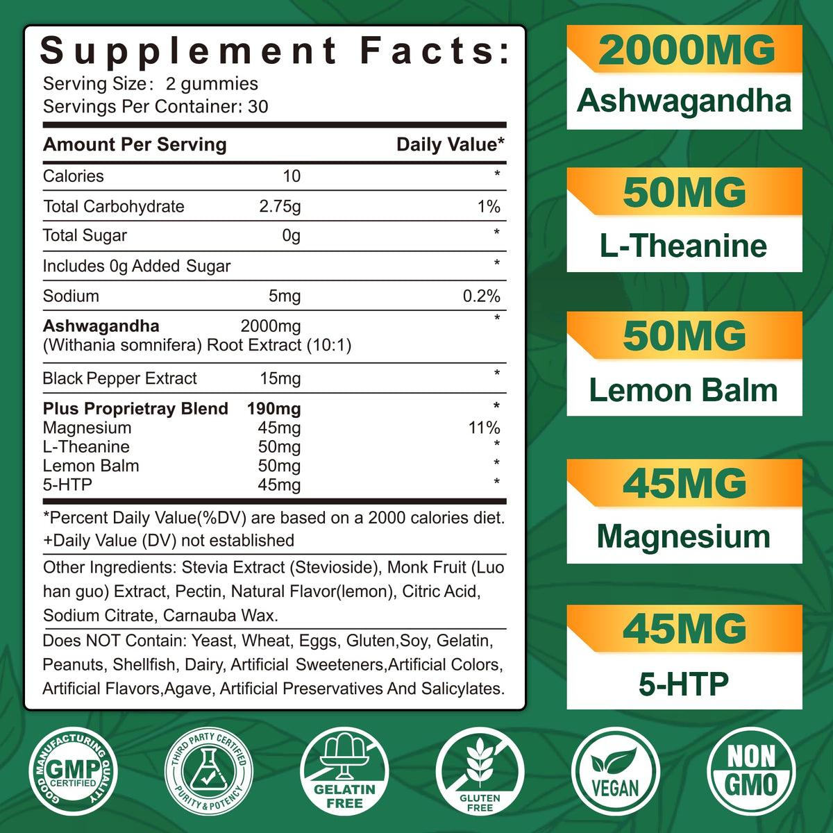 Gummies Ashwagandha NEVISS 2000mg vue de côté montrant la texture