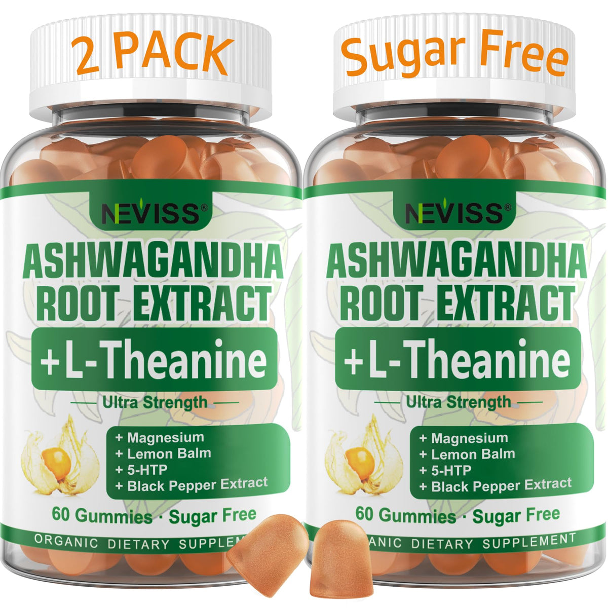 Gummies Ashwagandha NEVISS 2000mg vue de face avec emballage