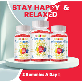 Gummies Ashwagandha NUTRAGOGO avec étiquette nutritionnelle