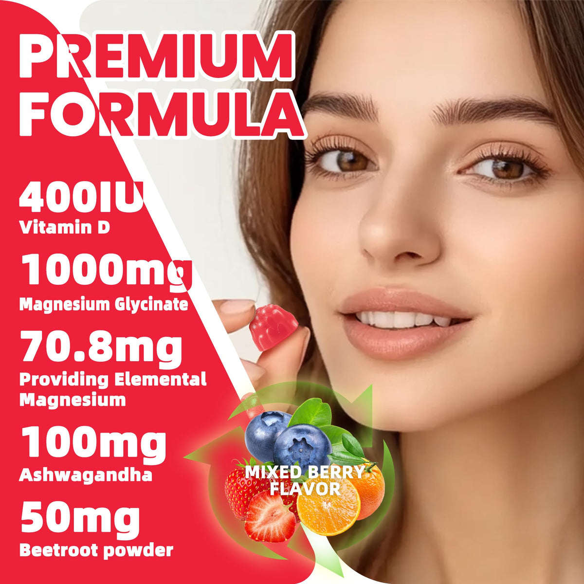 Gummies Ashwagandha NUTRAGOGO sur une table en bois