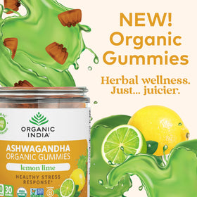 Gummies Ashwagandha ORGANIC INDIA au goût citron vert, vue de face
