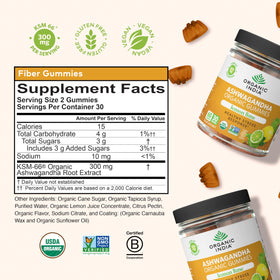 Gummies Ashwagandha ORGANIC INDIA, vue de l'arrière du pot