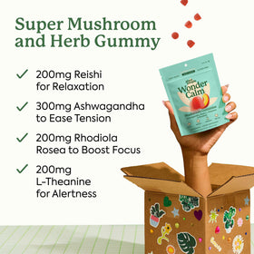 Gummies Ashwagandha Plant People avec une pièce de monnaie pour échelle