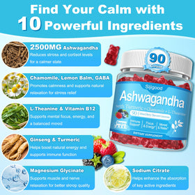 Gummies Ashwagandha Sijigood, bouteille de 180 pièces, vue de côté