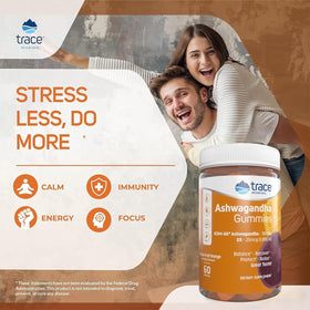 Gummies Ashwagandha Trace Minerals ouvertes avec quelques gummies visibles