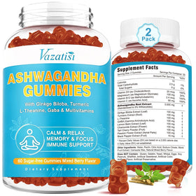 Gummies Ashwagandha Vazatisi 120 gélules saveur baies mélangées vue avant