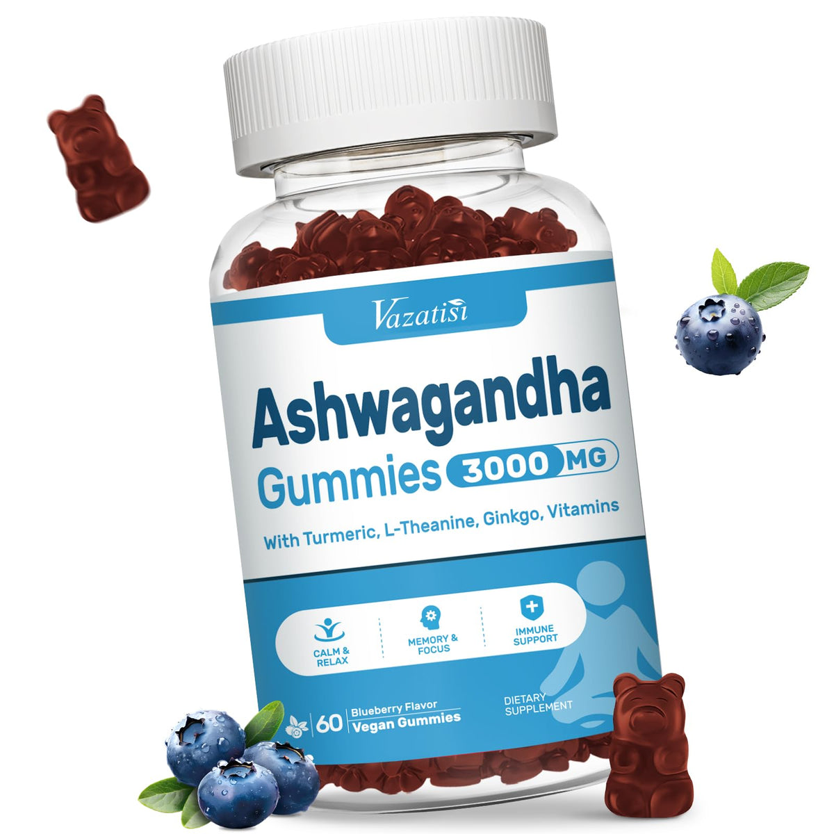 Gummies Ashwagandha Vazatisi 60 unités devant l'emballage
