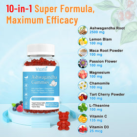 Gummies Ashwagandha Vazatisi sur une table en bois