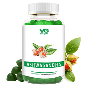 Gummies Ashwagandha VITA GLOBE 25mg avec packaging et cerises