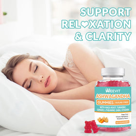 Gummies Ashwagandha WEEVIT avec une vue sur la boîte
