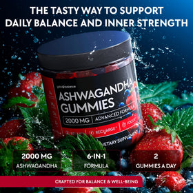 Gummies Ashwagandha YOLOBALANCE avec ingrédients visibles