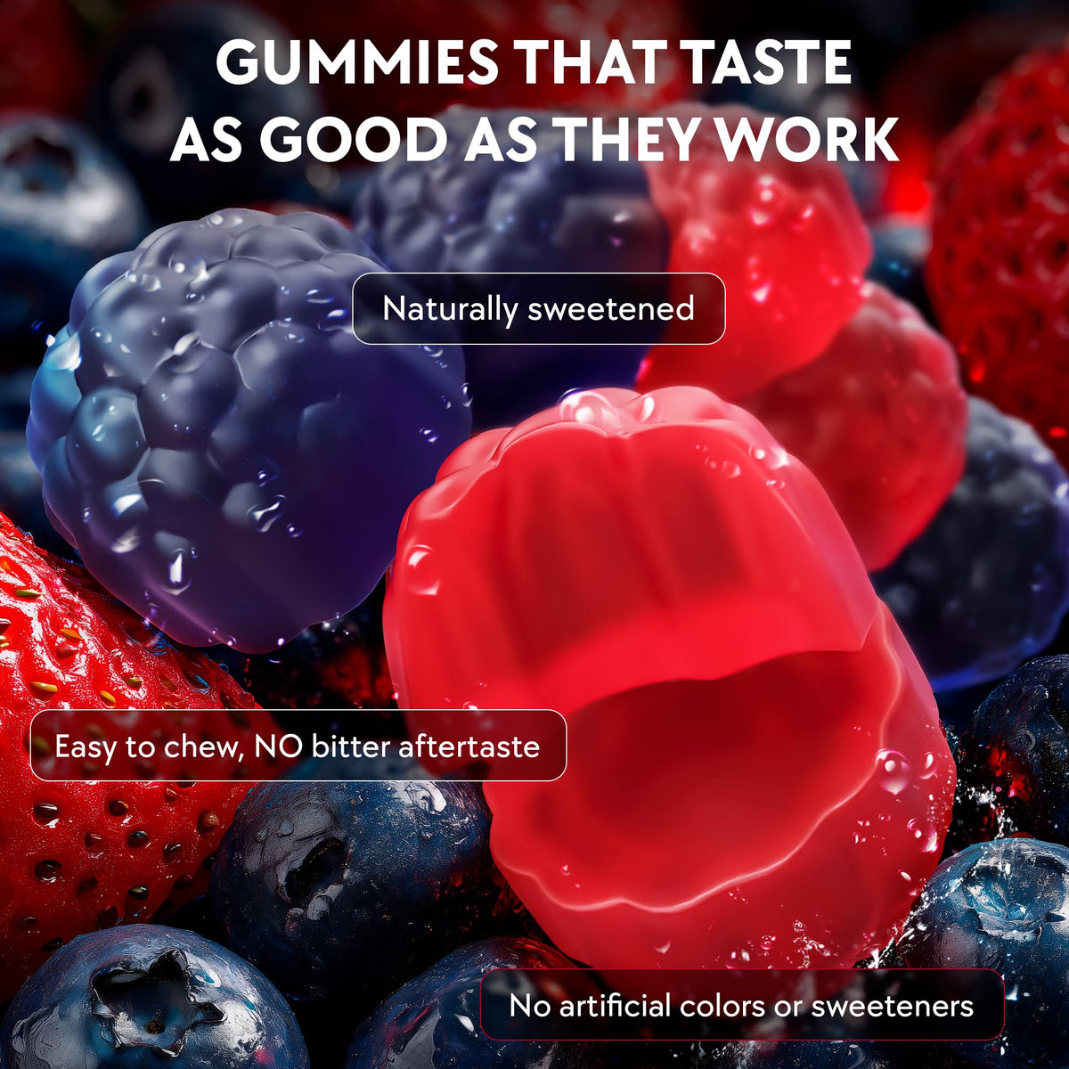 Gummies Ashwagandha YOLOBALANCE avec un fond naturel