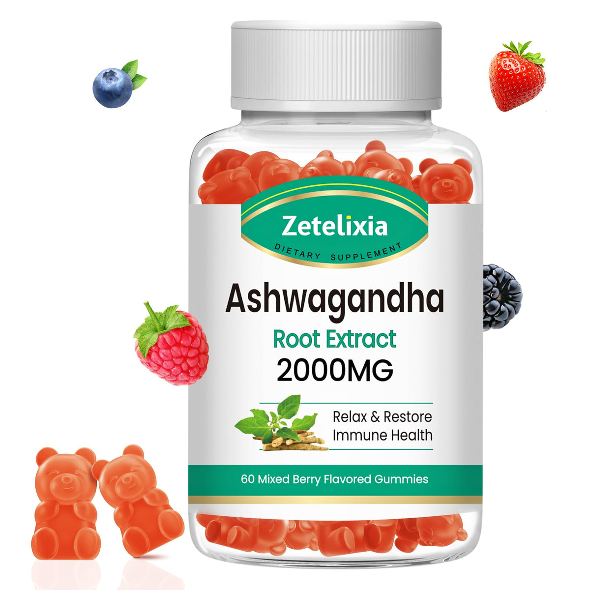 Gummies Ashwagandha Zetelixia, 60 gummies au format délicieux