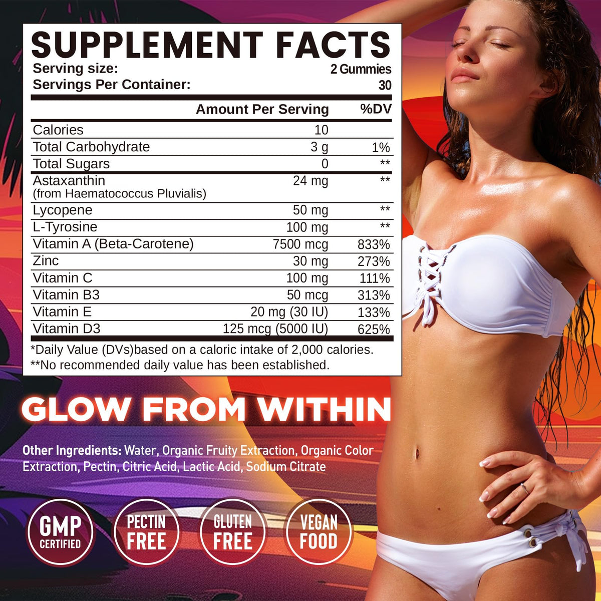 Gummies Astaxanthin 24mg duwhot avec une poignée de gummies