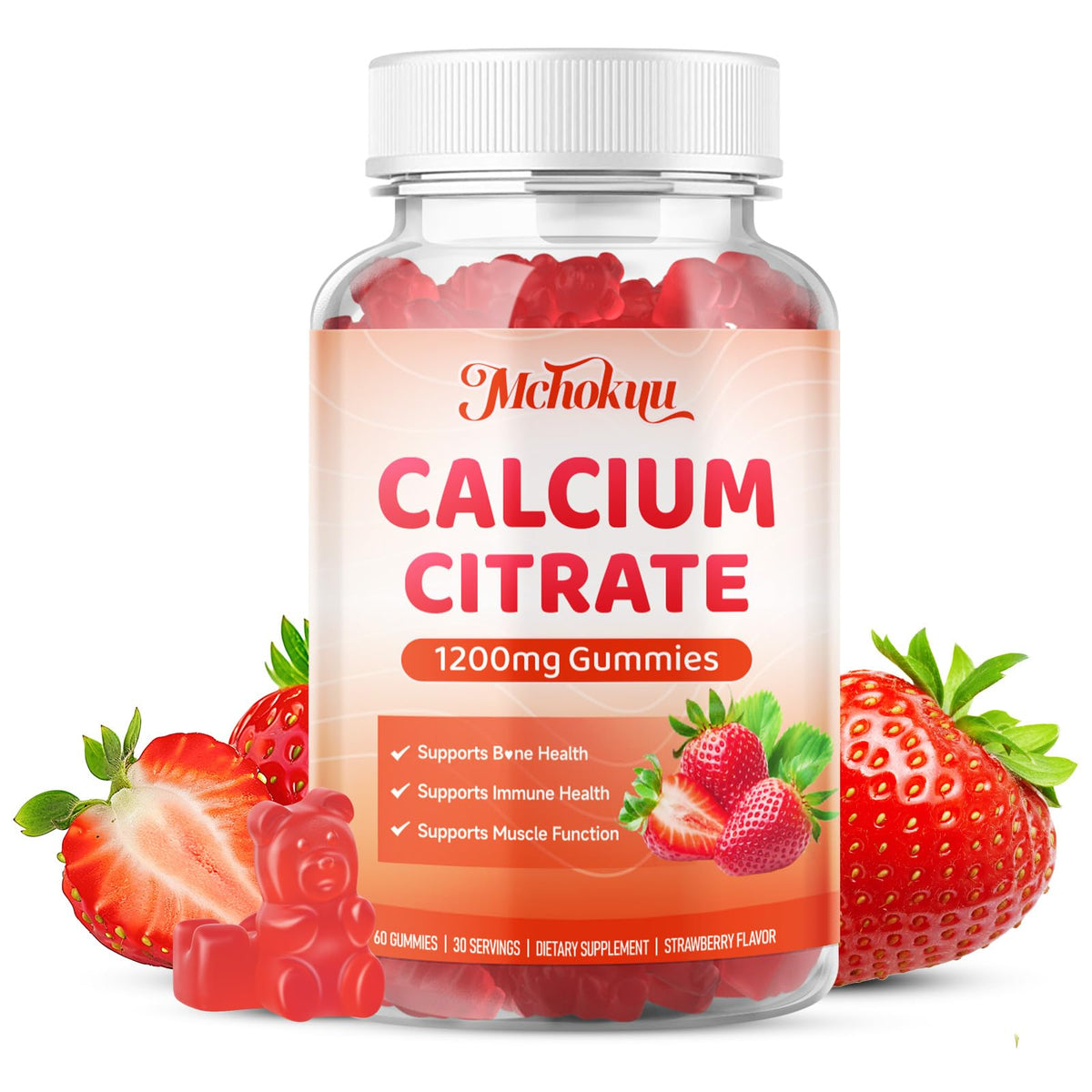 Gummies au calcium citrate Mchokuu en portion dans une main