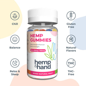 Gummies au Chanvre 750mg Hemp & Hand texture et couleurs variées