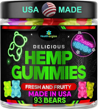 Gummies au chanvre Healthergize 93 compte, vue de face