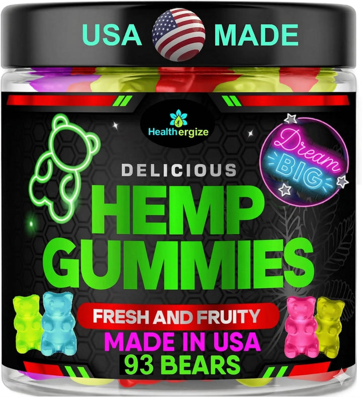 Gummies au chanvre Healthergize 93 compte, vue de face