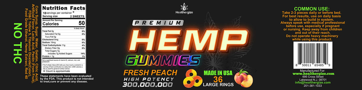Gummies au chanvre Healthergize avec d'autres compléments alimentaires
