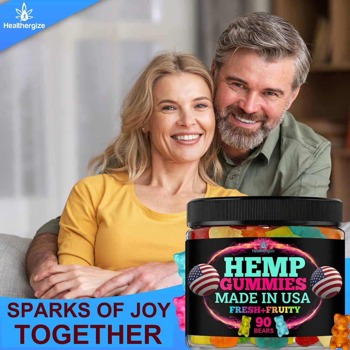 Gummies au chanvre Healthergize avec divers fruits à côté
