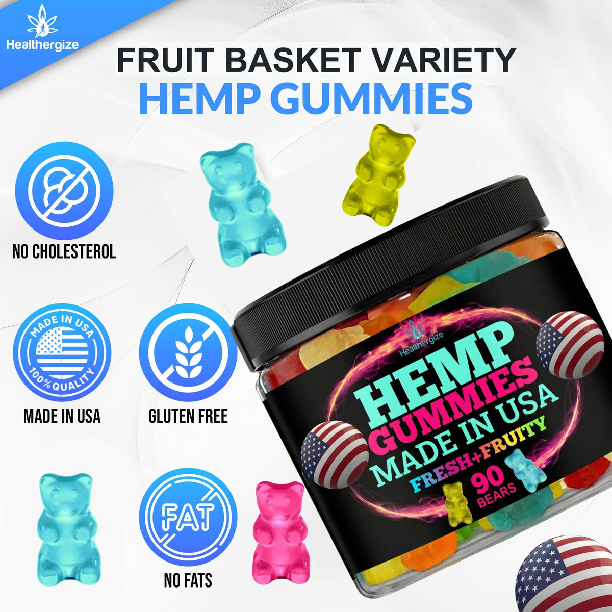 Gummies au chanvre Healthergize avec une main qui en prend un