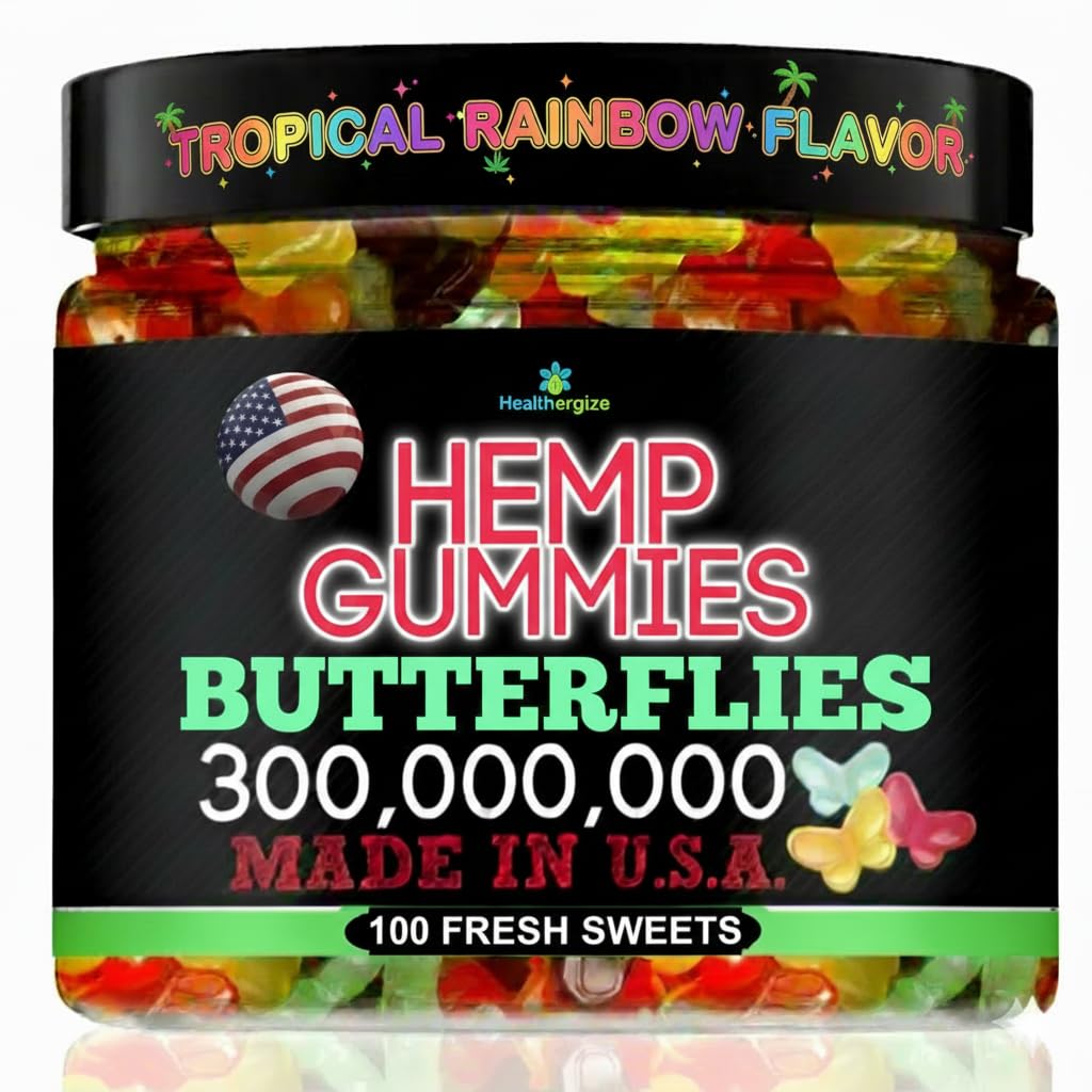 Gummies au chanvre Healthergize en bouteille, saveurs variées
