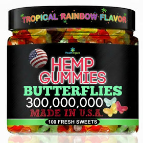 Gummies au chanvre Healthergize en bouteille, saveurs variées