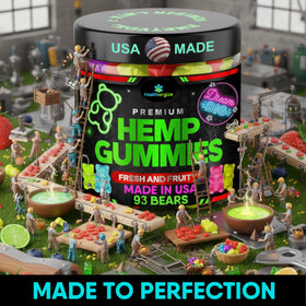 Gummies au chanvre Healthergize, étiquette détaillant les ingrédients