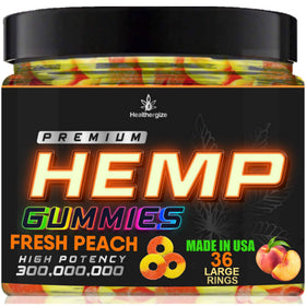Gummies au chanvre Healthergize goût pêche, vue de face