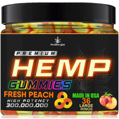 Gummies au chanvre Healthergize goût pêche, vue de face