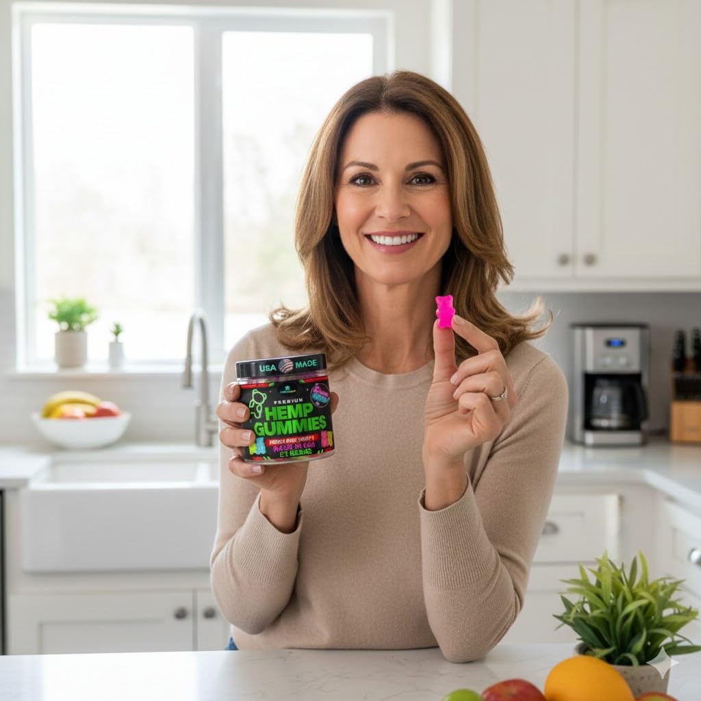 Gummies au chanvre Healthergize, gummies sur une table