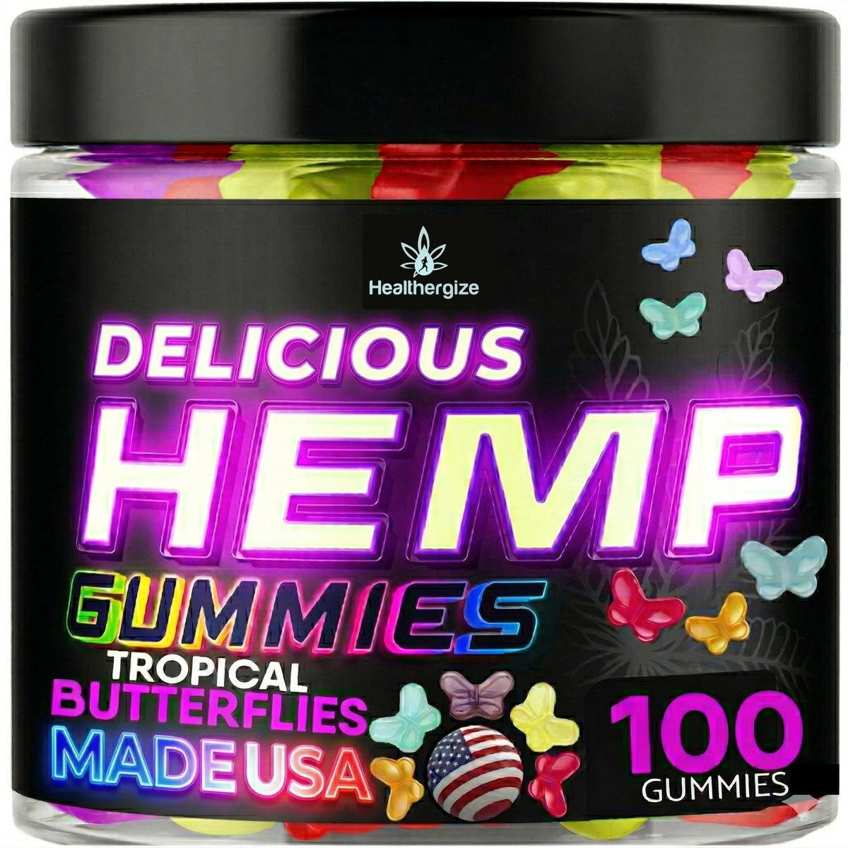 Gummies au Chanvre Healthergize pot de 90 ours fruités
