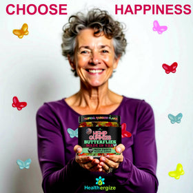 Gummies au chanvre Healthergize, saveur framboise bleue en gros plan