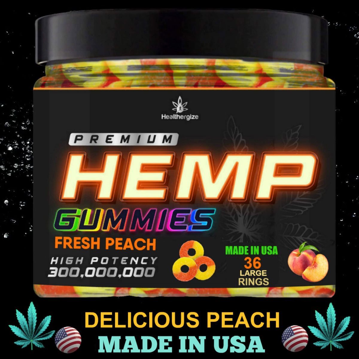 Gummies au chanvre Healthergize sur une table en bois