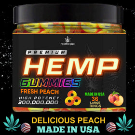 Gummies au chanvre Healthergize sur une table en bois