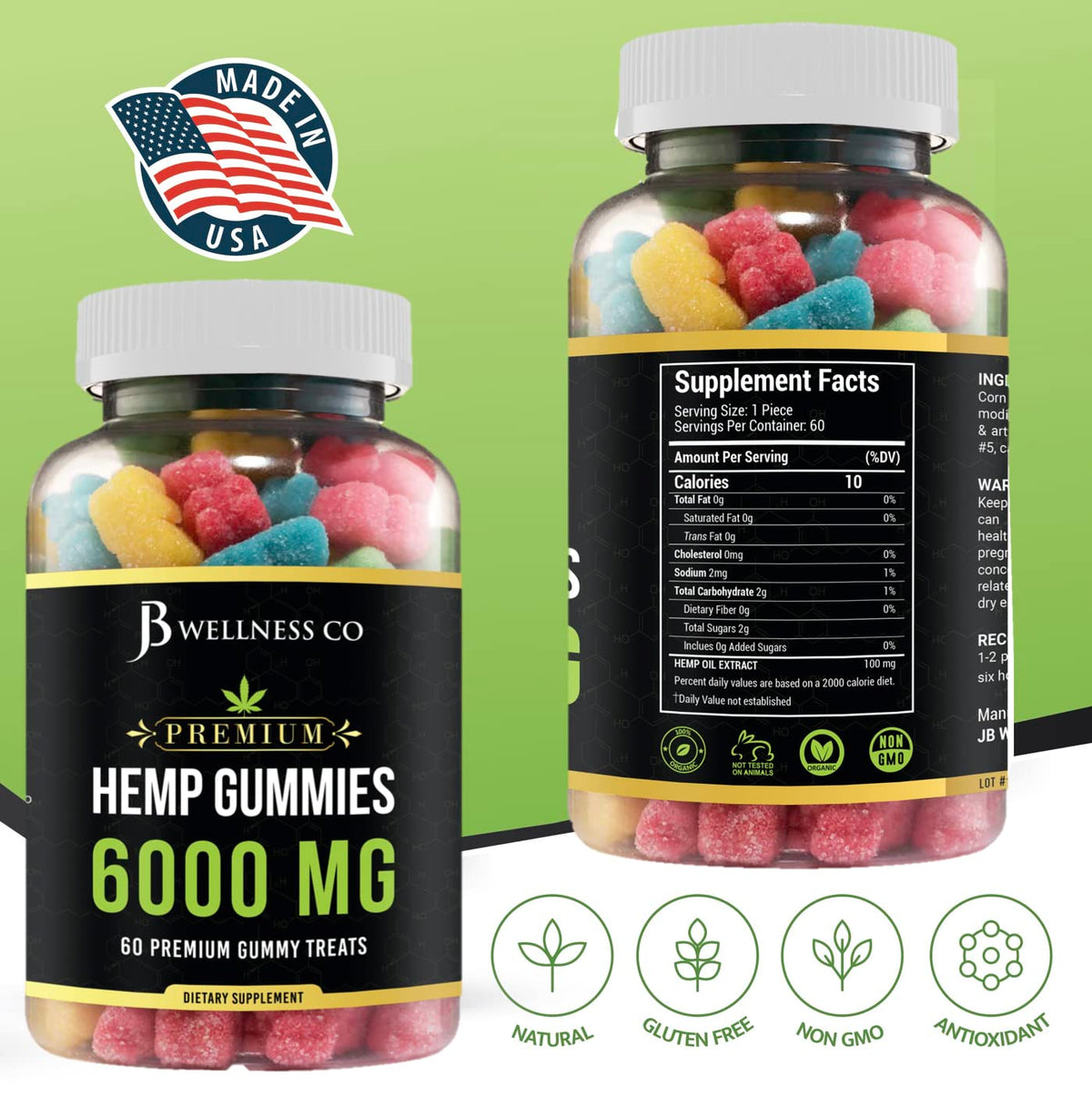 Gummies au chanvre JB Wellness Co avec d'autres compléments
