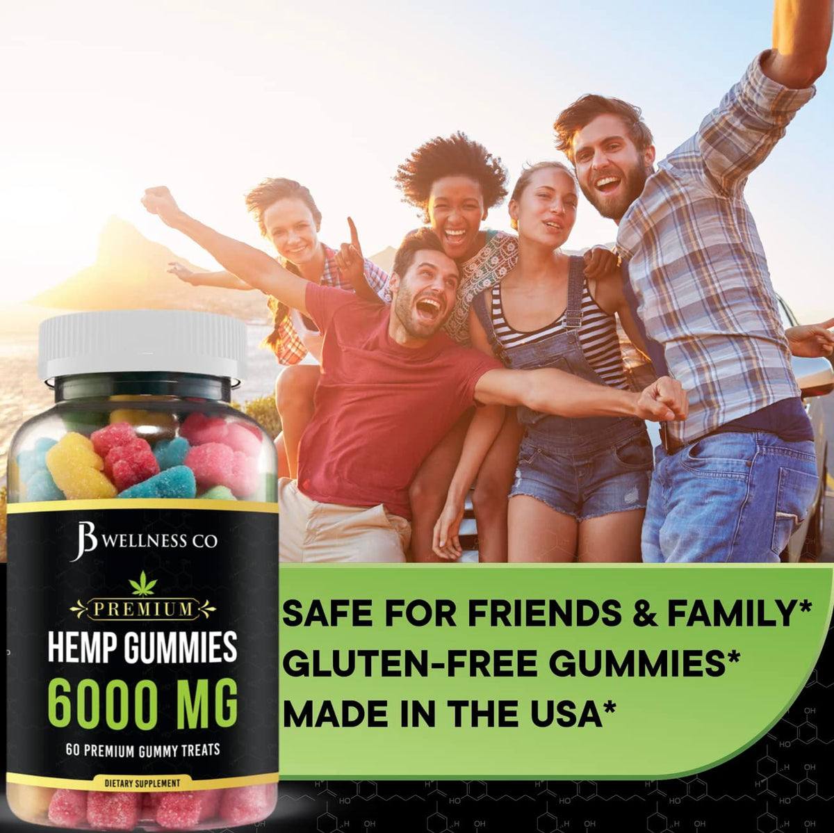 Gummies au chanvre JB Wellness Co paquet arrière
