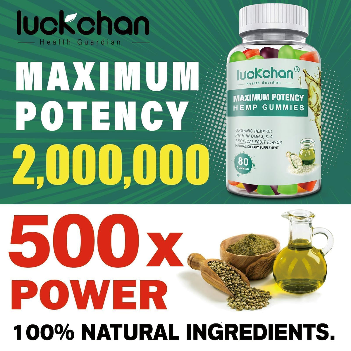 Gummies au chanvre LUCKCHAN en gros plan avec texture