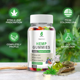 Gummies au chanvre MaxHemp arrière avec informations nutritionnelles