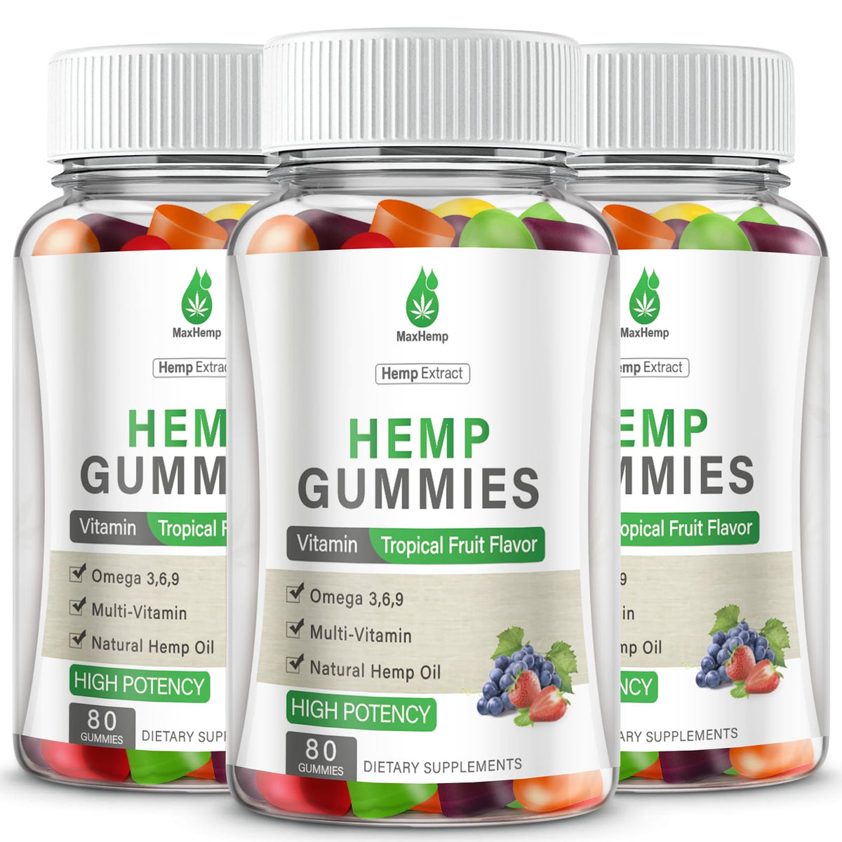 Gummies au chanvre MaxHemp pack de 3 paquets de 630g