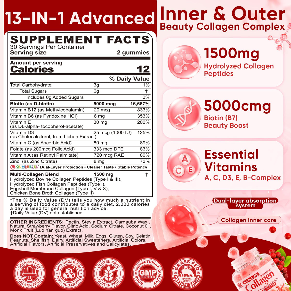 Gummies au collagène LILICARE 1500mg avec texture lisse