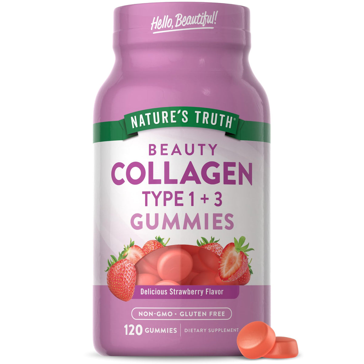 Gummies au collagène Nature's Truth 120 mg type 1 et 3 en boîte