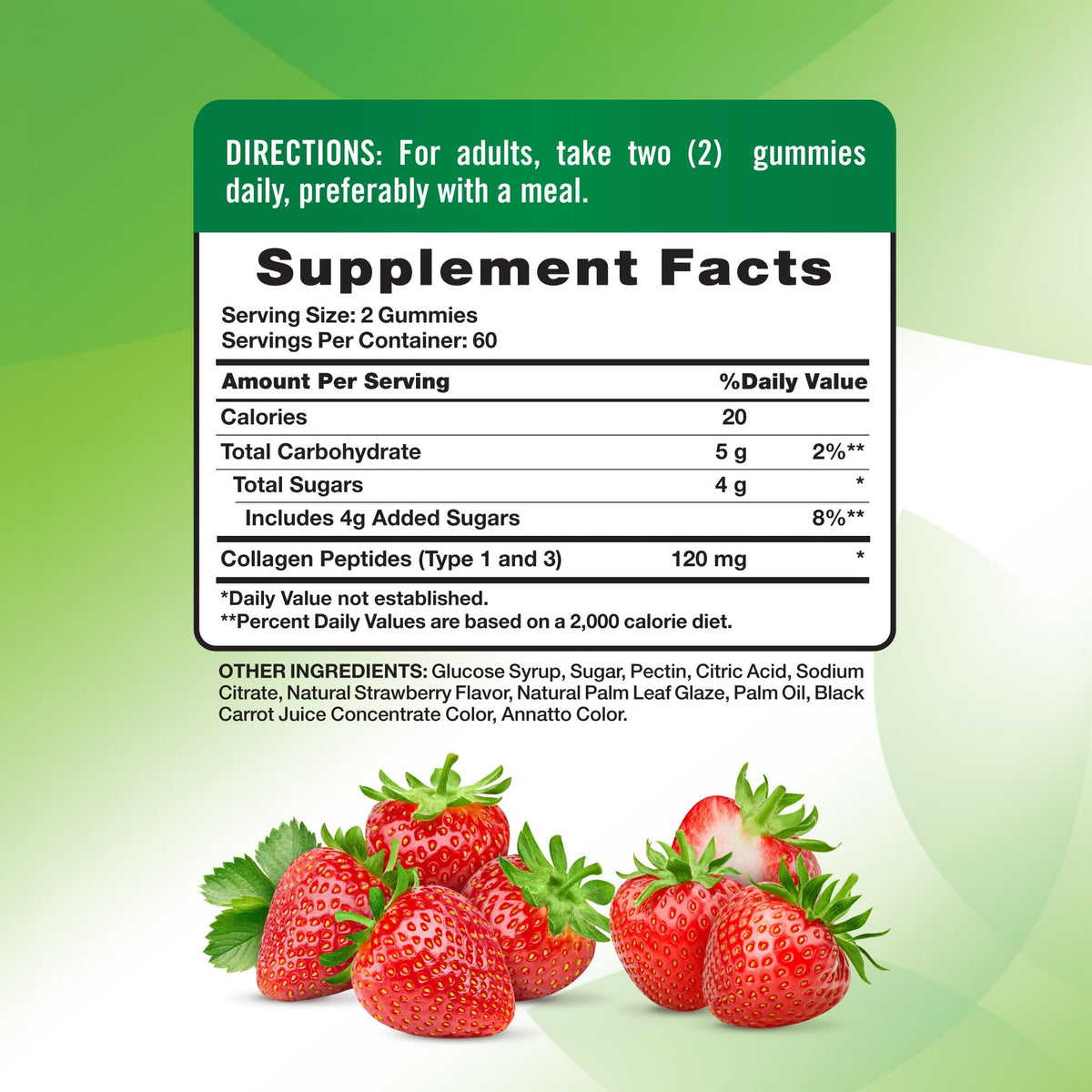 Gummies au collagène Nature's Truth avec goût fraise en gros plan