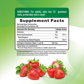 Gummies au collagène Nature's Truth avec goût fraise en gros plan