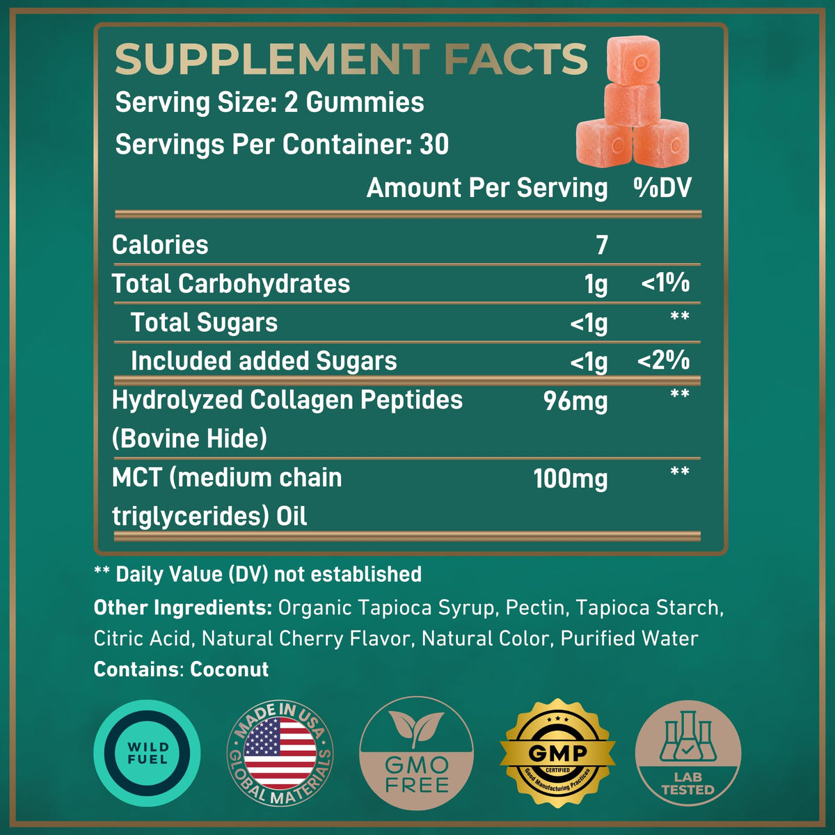 Gummies au collagène WILD FUEL avec une cuillère